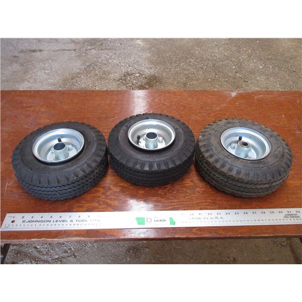 (3) tires with rims - 4.10/3.50-5 (for 2 wheel cart)
