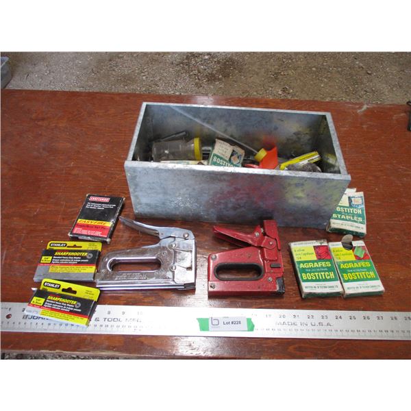 (2) Staplers with staples, misc