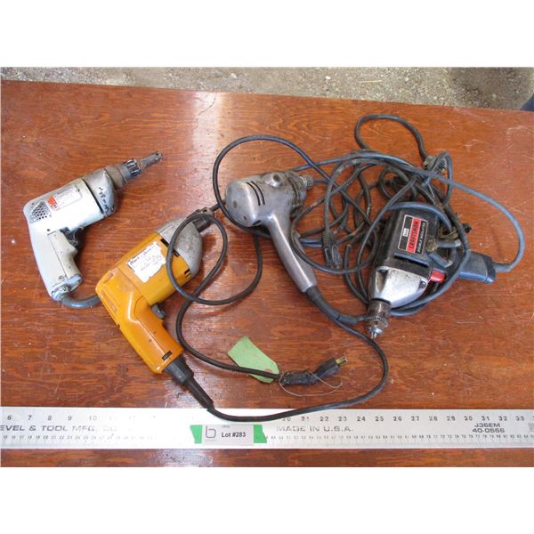 (4) Drills with drywall gun - working