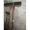 Image 3 : lot of brooms, tow rope, misc