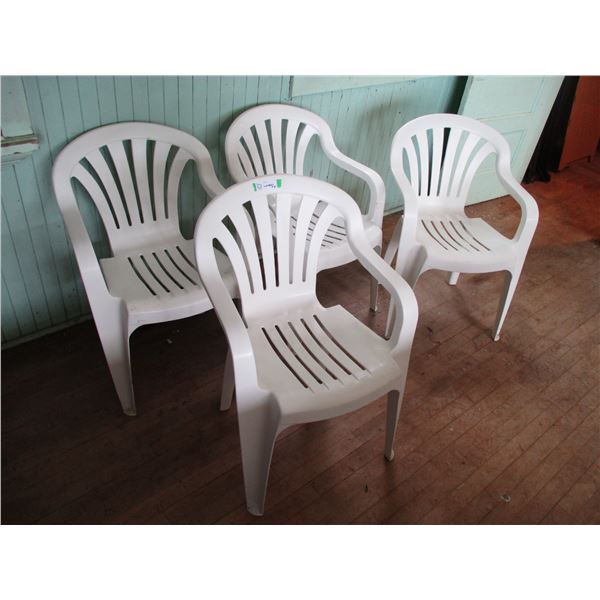 (4) lawn chairs - white
