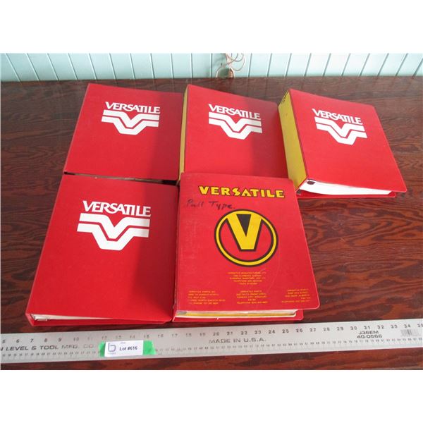 (5) Allis chalmers Combine parts catalogs with tote