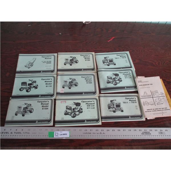 (9) Garden tractors operators manuals