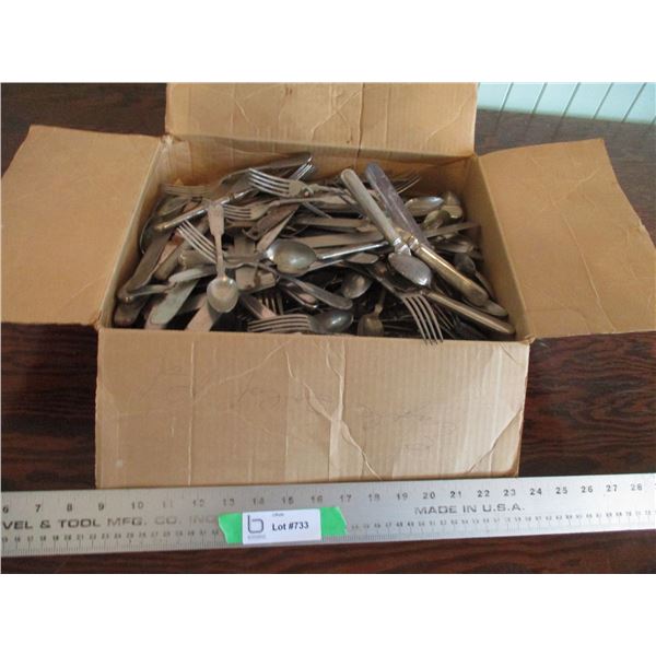 box of vintage utensils