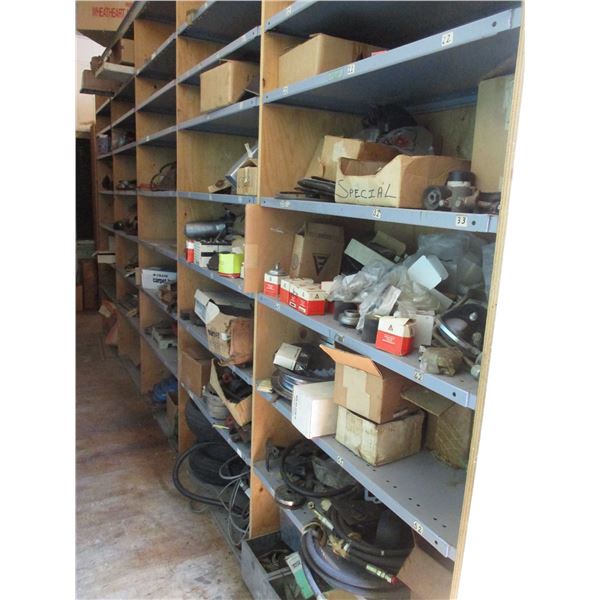 Contents of shelf only - hoses, bearings, pulleys, etc