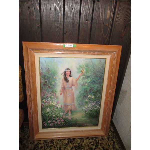 34x40 picture of native girl - R Hampton