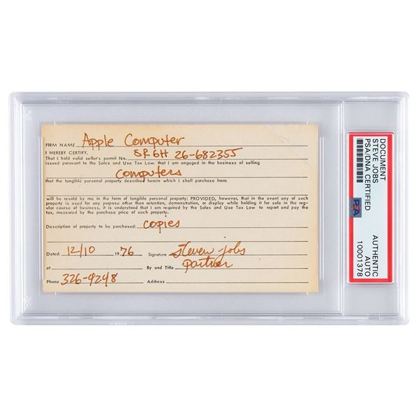 Steve Jobs 1976 Document Signed