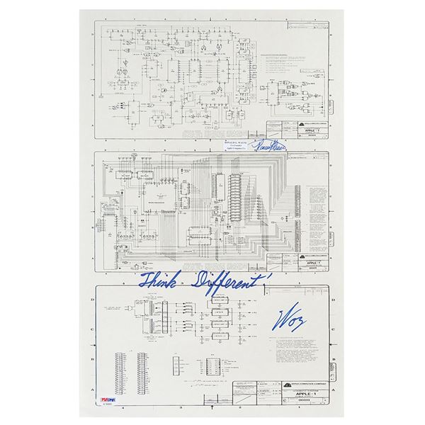 Steve Wozniak and Ron Wayne Signed Apple-1 Schematic