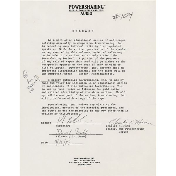 Dan Bricklin Document Signed