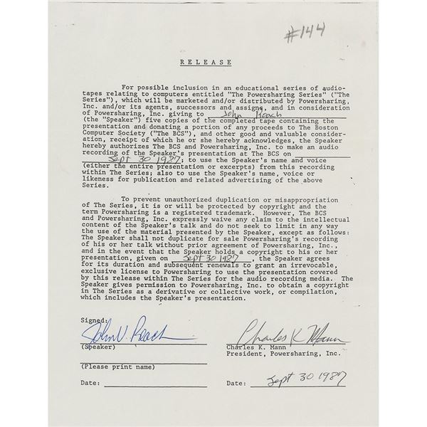 John Roach Document Signed