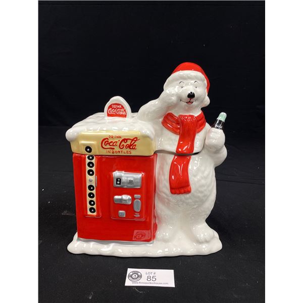 11" t Coca Cola Polar Bear and Vending Machine  Cookie Jar