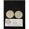 Image 1 : 1957 + 1958 Canadian Silver 50 Cent Pcs