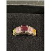 Image 2 : Beautiful Silver Ring with Colored Gems- 925 Silver, Size 6.5, 2.67g