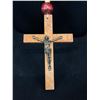 Image 2 : Extremely Large Wooden Cross w/ Metal Jesus w/ Long Wooden Bead Necklace