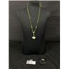 Image 1 : Green Chinese Jade Bat Necklace and Ring