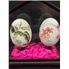 Image 2 : 2 Pairs of Hand Painted Eggs. 1 Pair in Glass Case