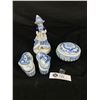 Image 1 : Hand Painted Delft Blue Porcelain Girl Figurine Plus Small Trinket Boxes