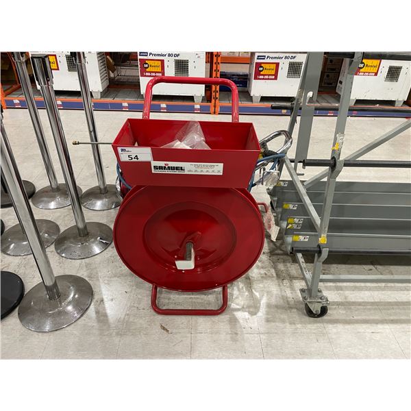 SAMUEL RED METAL MOBILE INDUSTRIAL BANDING CART ( TOOLING NOT INCLUDED )