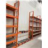 Image 2 : 8 BAYS OF ORANGE 12' TALL 24" DEPTH 8' WIDE CROSSBAR ADJUSTABLE INDUSTRIAL PARTS RACKING & 2 BAYS