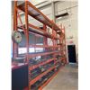 Image 1 : 2 BAYS OF ORANGE 12' TALL 24" DEPTH 8' WIDE CROSSBAR ADJUSTABLE INDUSTRIAL PARTS RACKING, 1 BAY OF