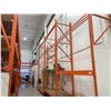 Image 2 : 3 BAYS OF ORANGE 14' TALL 42" DEPTH 8' WIDE CROSSBAR ADJUSTABLE INDUSTRIAL PARTS RACKING