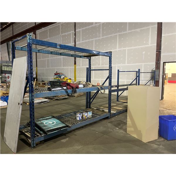 15 BAYS OF ASSORTED HIGH 8' WIDTH DEPTH BLUE INDUSTRIAL PALLET RACKING