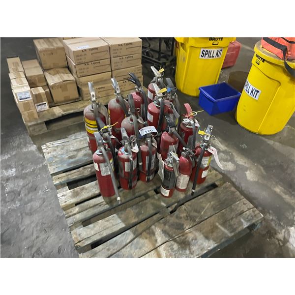 PALLET OF 16 ASSORTED FIRE EXTINGUISHERS