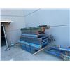 Image 1 : 3 PALLETS OF ASSORTED ADJUSTABLE INDUSTRIAL PALLET RACKING, & PALLET OF ORANGE INDUSTRIAL A-FRAMES