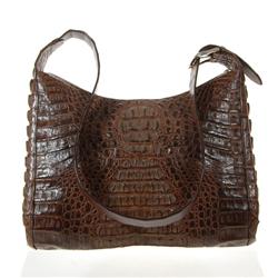 Ladies Dark Brown Crocodile Handbag (ACT-024)