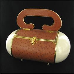Ostrich Egg Handbag with Gold Plated Adornment (ACT-061)