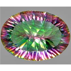 16.86ct Oval Concave Cut Top Rainbow Mystic Quartz FLAWLESS RETAIL $950 (GEM-7398)