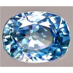 3.39ct RARE Top Sea Foam Blue Natural Zircon Oval Flashing Color VVS RETAIL $2950 (GEM-7498)