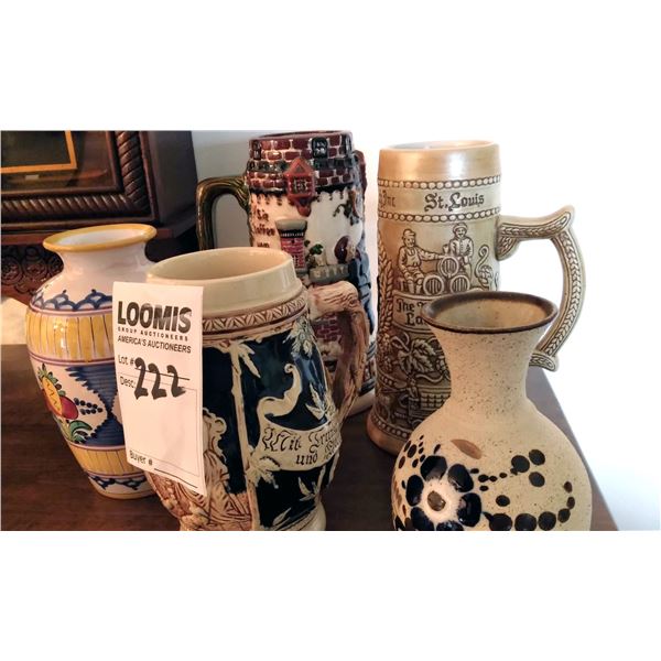 LOT OF STEINS  AND VASES