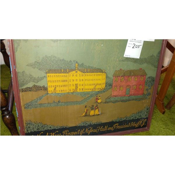 A NORTHWEST PROSPECT OF NASSAU HALL & THE PRESIDENTS HOUSE AT PRINCETON FRAMED PRINT