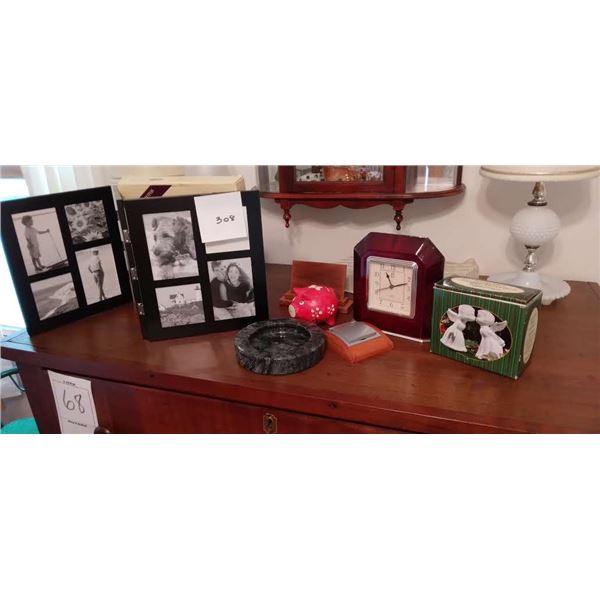 LOT OF FRAMES, CLOCK, OTHER