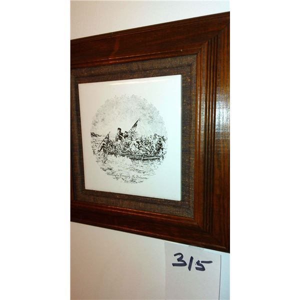 FRAMED WASHINGTON CROSSING THE DELAWARE ARTWORK BY BETTY L. HEIGER