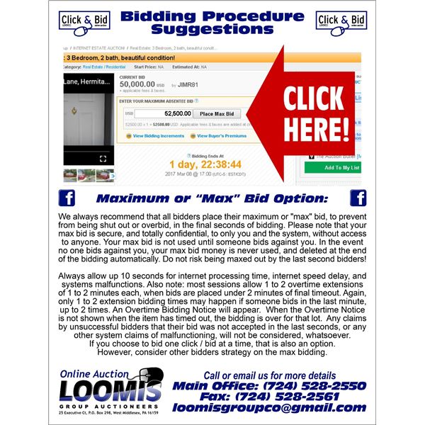 BIDDING SUGGESTIONS AND NOTICES