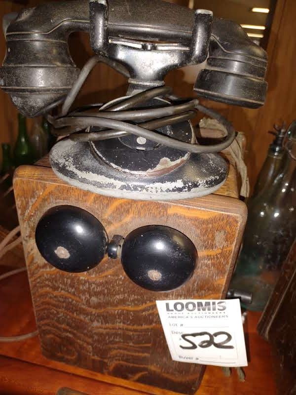 ANTIQUE HAND CRANK TELEPHONE RINGER BOX/HANDSET