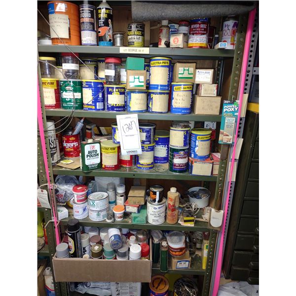 6 SHELVES LOADED WITH HARDWARE & OTHER ITEMS, MOST NEW OR LIKE-NEW (SHELVING NOT INCLUDED)