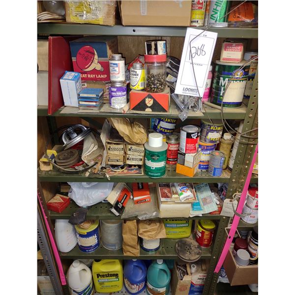 6 SHELVES LOADED WITH HARDWARE, ELECTRICAL SUPPLIES, AND OTHER (SHELVING NOT INCLUDED)