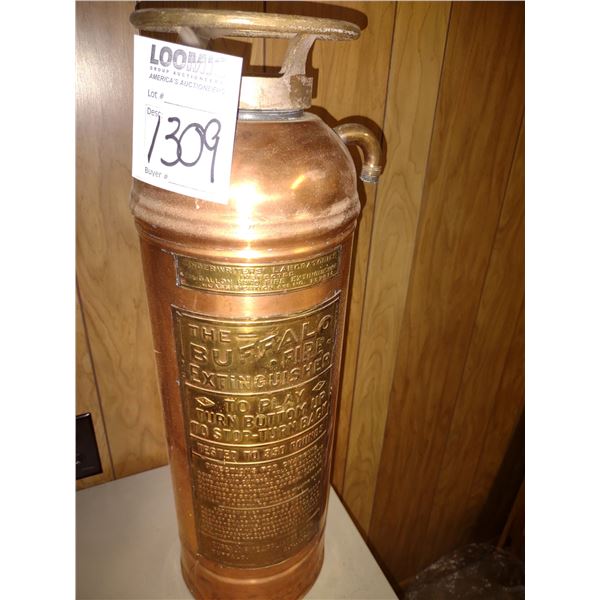 ANTIQUE BRASS & COPPER THE BUFFALO FIRE EXTINGUISHER