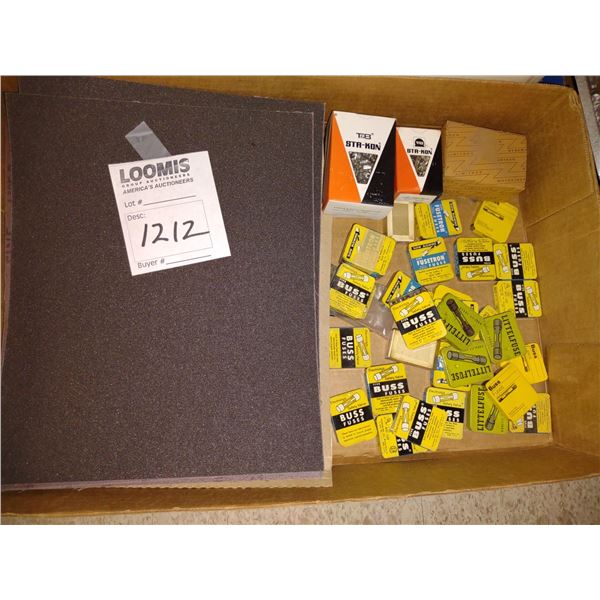 BUNDLE LOT: RAYOVAC RENEWAL POWER STATION / BUSS FUSES, SANDPAPER