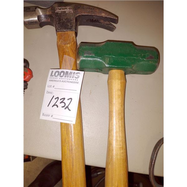 WOODEN SLEDGE AND STANLEY HAMMER