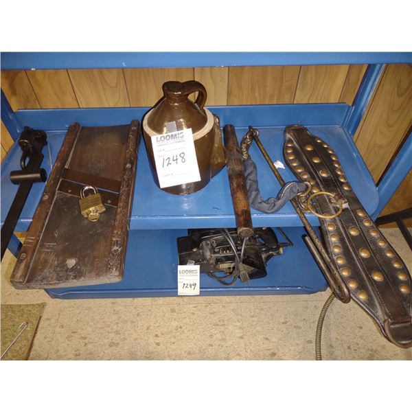 HARNESS, JUG, BILLY CLUB, LOCK, PULLEY