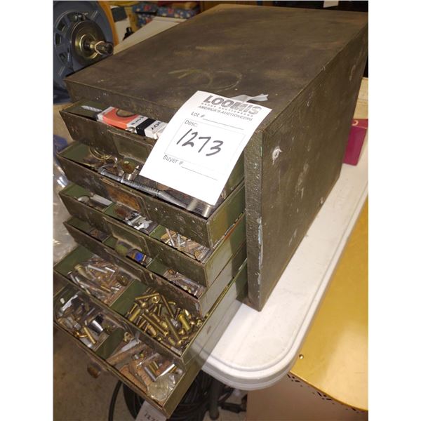 SMALL CABINET W/ SCREWS, ETC.