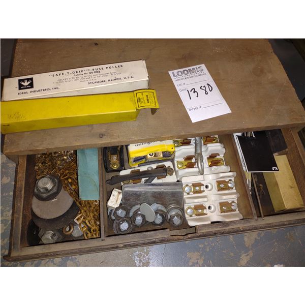 ANTIQUE WOODEN CHEST W/ ASSORTED HARDWARE