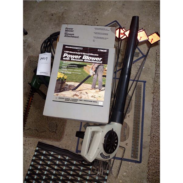 ELECTRIC TRIMMER AND SEARS/CRAFTSMAN POWER BLOWER W/ VACUUM ATTACHMENT