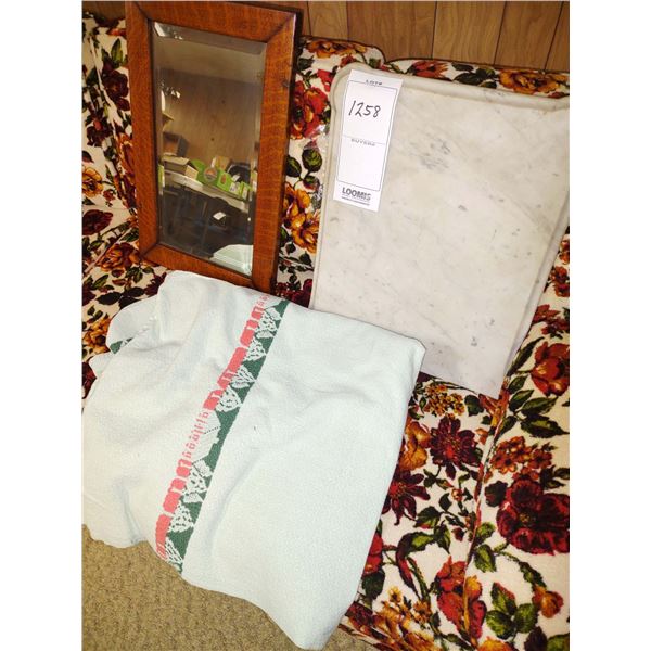 MARBLE PIECE, WOOD FRAMED MIRROR, SPREAD