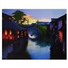Image 1 : H. Leung, "Ancient Village Sunset" Hand Embellished Limited Edition on Canvas, Numbered 11/100 and H