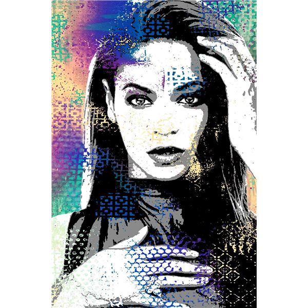 Shlomi J- Original one of a kind mixed media on canvas with glass glitter "Beyonce"